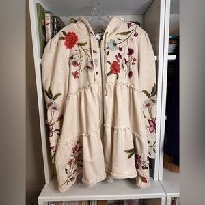 Johnny Was Flore Tiered Hoodie. Size M